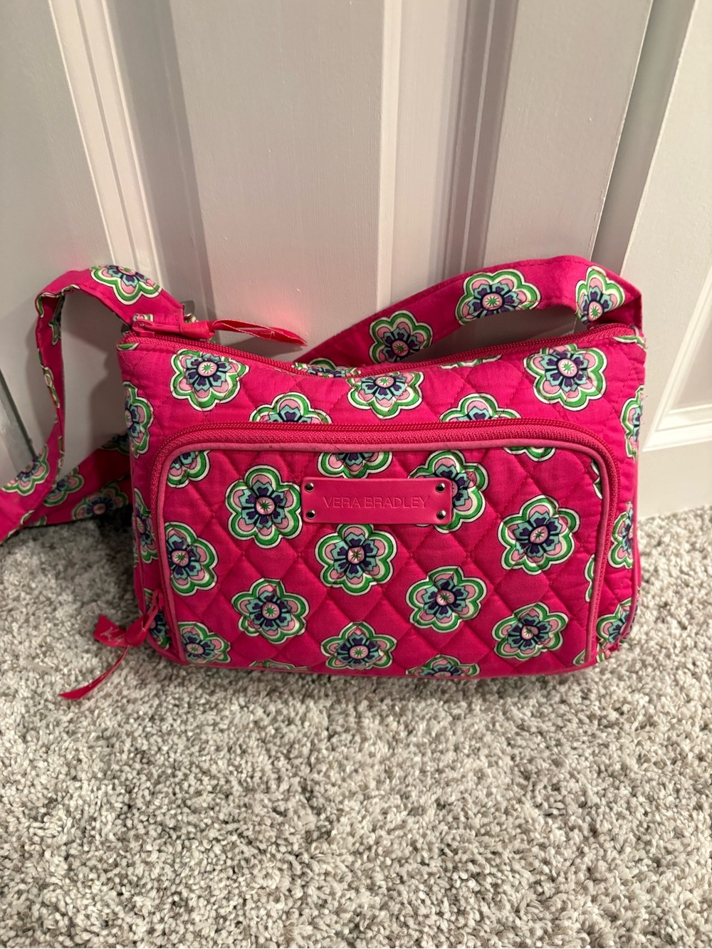 Vera Bradley Little Hipster Quilted Crossbody Pattern - Pink Swirl Flowers